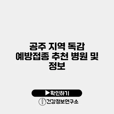 공주 지역 독감 예방접종 추천 병원 및 정보