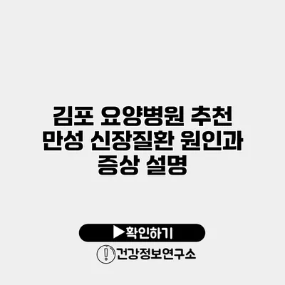 김포 요양병원 추천 만성 신장질환 원인과 증상 설명