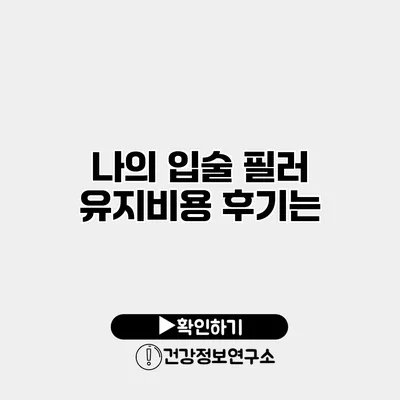 나의 입술 필러 유지비용 후기는?