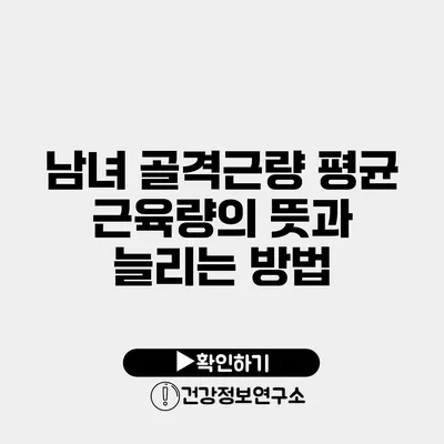 남녀 골격근량 평균 근육량의 뜻과 늘리는 방법