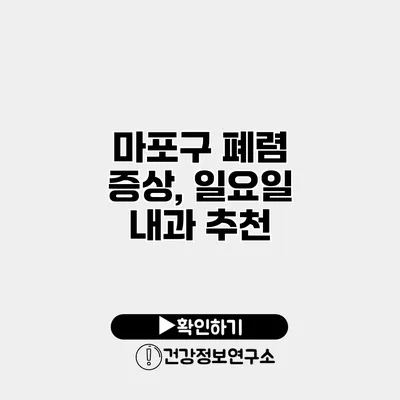 마포구 폐렴 증상, 일요일 내과 추천