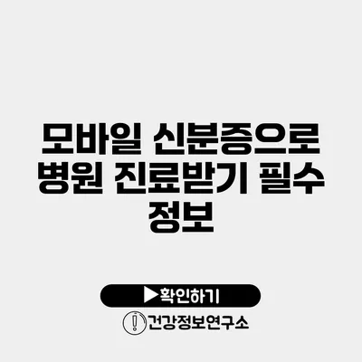 모바일 신분증으로 병원 진료받기 필수 정보