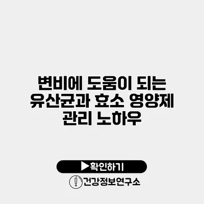 변비에 도움이 되는 유산균과 효소 영양제 관리 노하우