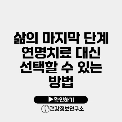 삶의 마지막 단계 연명치료 대신 선택할 수 있는 방법