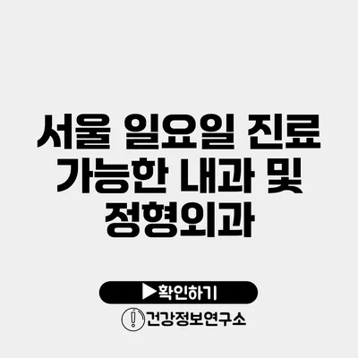 서울 일요일 진료 가능한 내과 및 정형외과