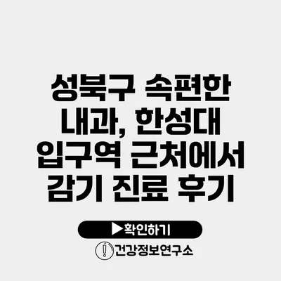 성북구 속편한 내과, 한성대 입구역 근처에서 감기 진료 후기