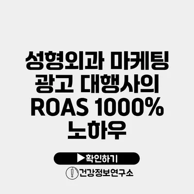 성형외과 마케팅 광고 대행사의 ROAS 1000% 노하우