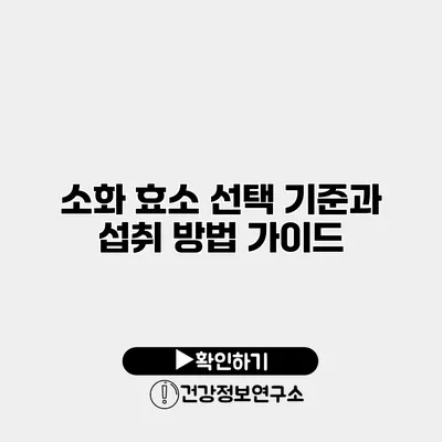 소화 효소 선택 기준과 섭취 방법 가이드