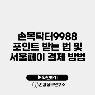 손목닥터9988 포인트 받는 법 및 서울페이 결제 방법