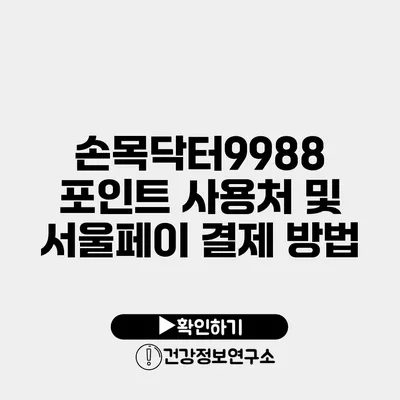 손목닥터9988 포인트 사용처 및 서울페이 결제 방법