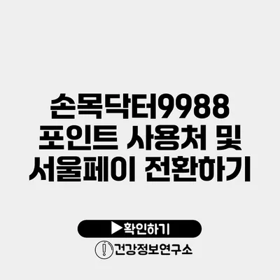 손목닥터9988 포인트 사용처 및 서울페이 전환하기