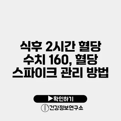 식후 2시간 혈당 수치 160, 혈당 스파이크 관리 방법