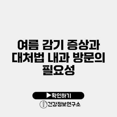 여름 감기 증상과 대처법 내과 방문의 필요성