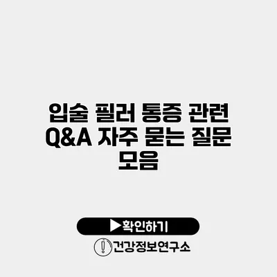 입술 필러 통증 관련 Q&A 자주 묻는 질문 모음