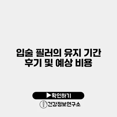 입술 필러의 유지 기간 후기 및 예상 비용