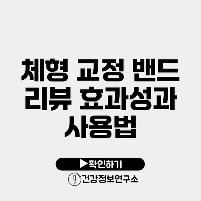 체형 교정 밴드 리뷰 효과성과 사용법