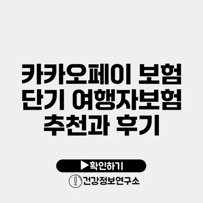 카카오페이 보험 단기 여행자보험 추천과 후기