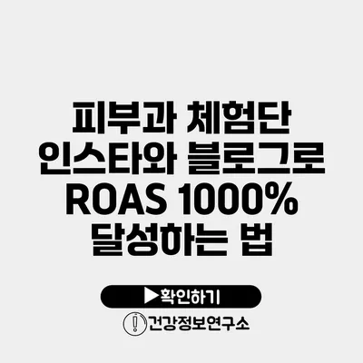피부과 체험단 인스타와 블로그로 ROAS 1000% 달성하는 법
