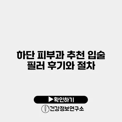 하단 피부과 추천 입술 필러 후기와 절차