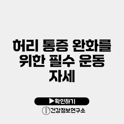 허리 통증 완화를 위한 필수 운동 자세