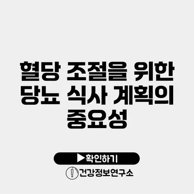 혈당 조절을 위한 당뇨 식사 계획의 중요성