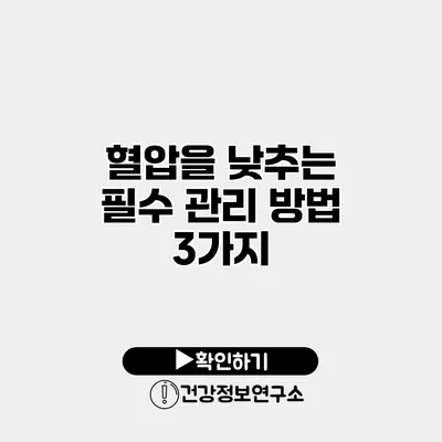 혈압을 낮추는 필수 관리 방법 3가지