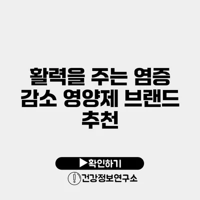 활력을 주는 염증 감소 영양제 브랜드 추천