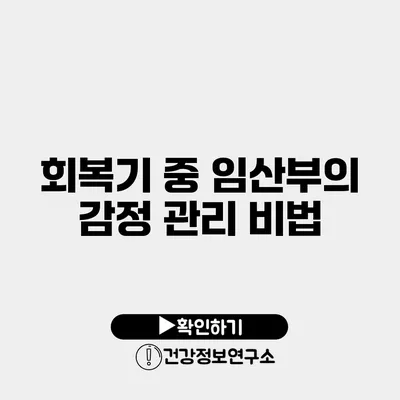 회복기 중 임산부의 감정 관리 비법