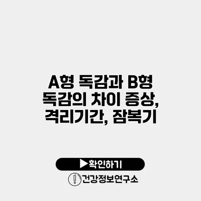 A형 독감과 B형 독감의 차이 증상, 격리기간, 잠복기