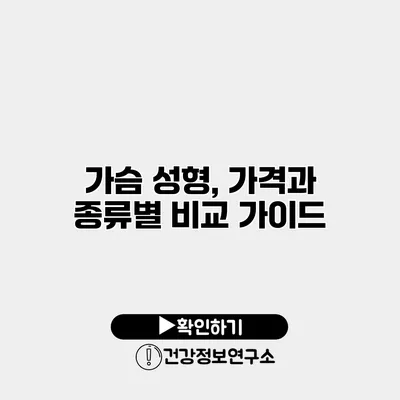 가슴 성형, 가격과 종류별 비교 가이드