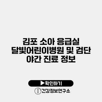 김포 소아 응급실 달빛어린이병원 및 검단 야간 진료 정보