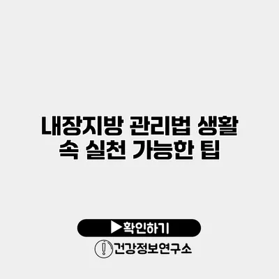 내장지방 관리법 생활 속 실천 가능한 팁