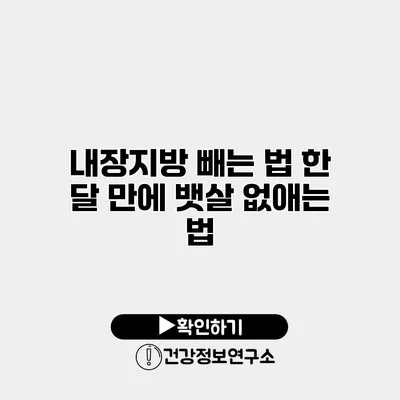 내장지방 빼는 법 한 달 만에 뱃살 없애는 법