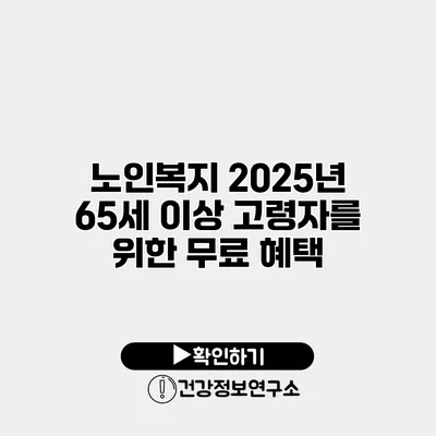 노인복지 2025년 65세 이상 고령자를 위한 무료 혜택