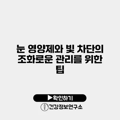 눈 영양제와 빛 차단의 조화로운 관리를 위한 팁