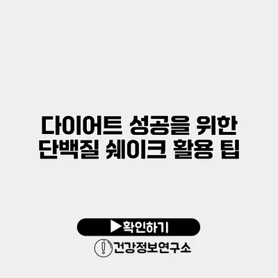 다이어트 성공을 위한 단백질 쉐이크 활용 팁