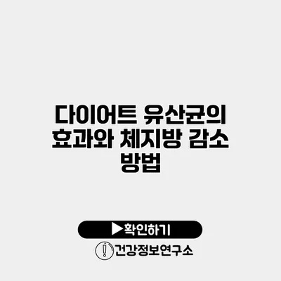 다이어트 유산균의 효과와 체지방 감소 방법