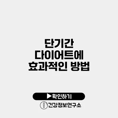 단기간 다이어트에 효과적인 방법
