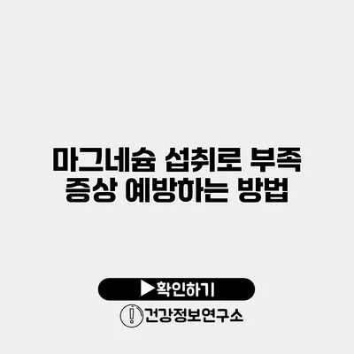 마그네슘 섭취로 부족 증상 예방하는 방법