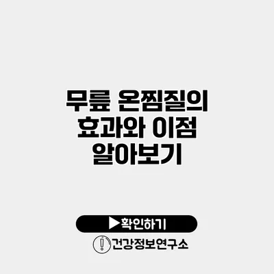 무릎 온찜질의 효과와 이점 알아보기