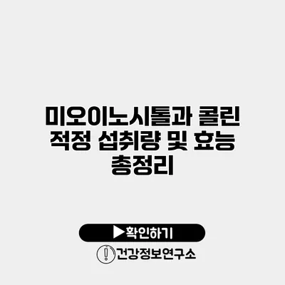 미오이노시톨과 콜린 적정 섭취량 및 효능 총정리