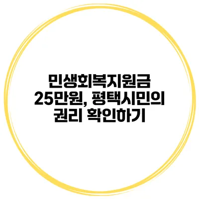 민생회복지원금 25만원, 평택시민의 권리 확인하기