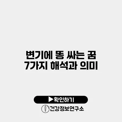 변기에 똥 싸는 꿈 7가지 해석과 의미