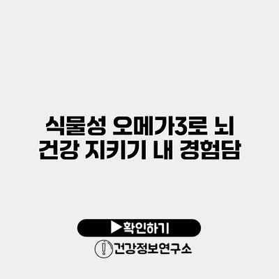 식물성 오메가3로 뇌 건강 지키기 내 경험담