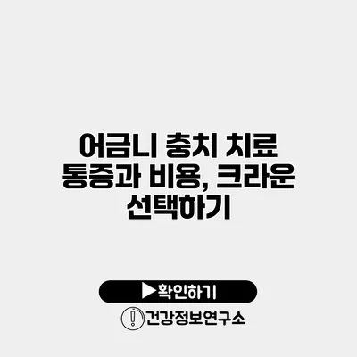 어금니 충치 치료 통증과 비용, 크라운 선택하기