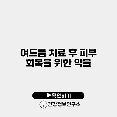 여드름 치료 후 피부 회복을 위한 약물