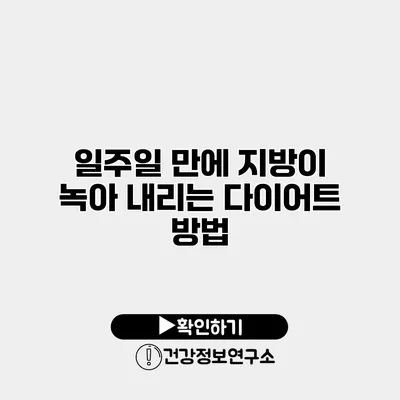 일주일 만에 지방이 녹아 내리는 다이어트 방법