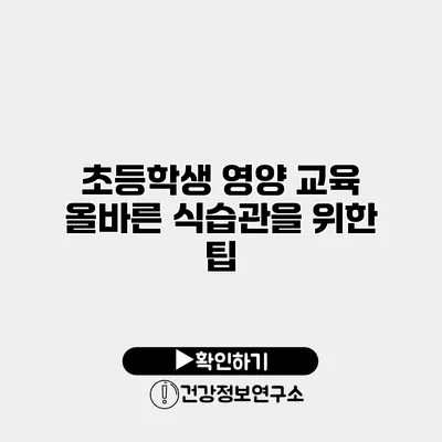 초등학생 영양 교육 올바른 식습관을 위한 팁