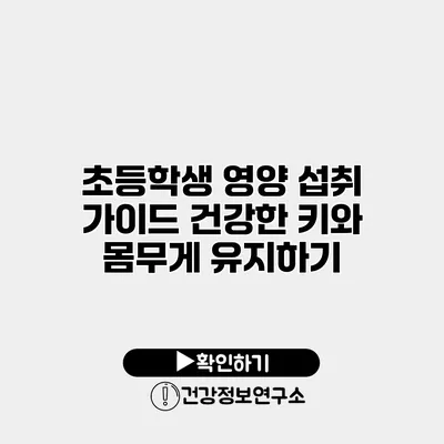 초등학생 영양 섭취 가이드 건강한 키와 몸무게 유지하기