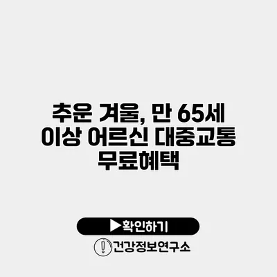 추운 겨울, 만 65세 이상 어르신 대중교통 무료혜택